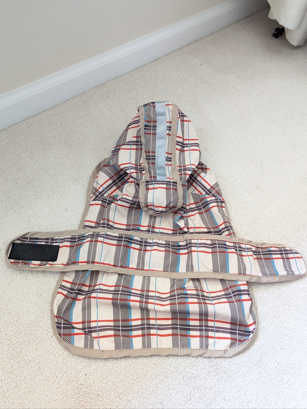 Plaid Velcro Rain Coat with Reflective Accents For Small Dog